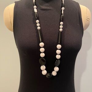 Elegant Black and White Beaded Necklace